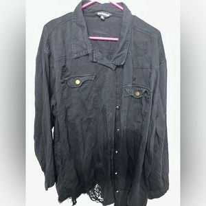 3X black distressed Flannel